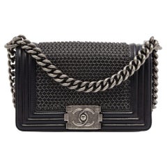 Chanel Black Leather Small Chainmail Boy Flap Bag