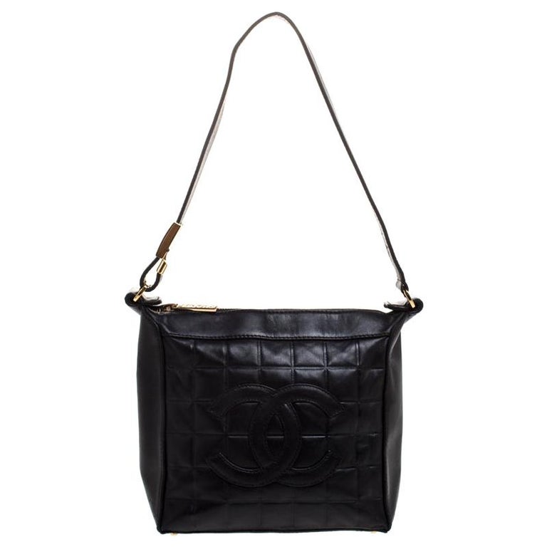 Chanel Black Leather Small Chocolate Bar Shoulder Bag at 1stDibs