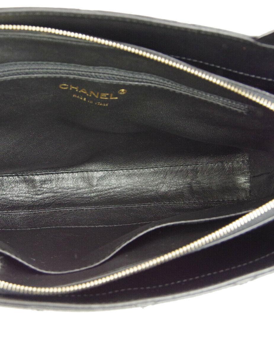 Chanel Black Leather Small Gold Top Handle Satchel Tote Evening Bag in Box  1
