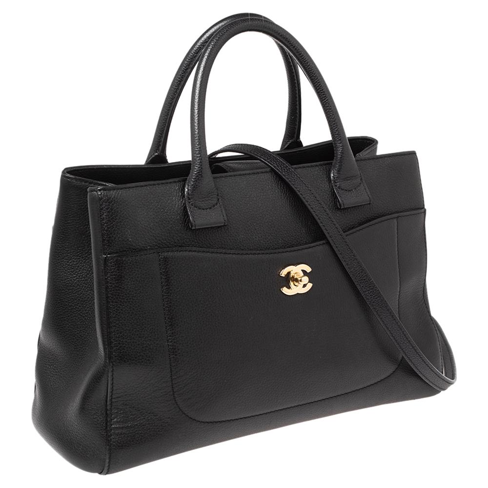 Women's Chanel Black Leather Small Neo Executive Shopper Tote