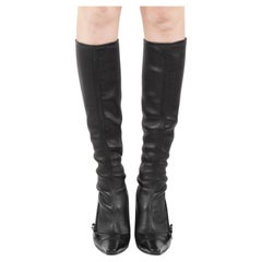 Chanel Schwarze Sockenstiefel aus Leder mit Stilettoabsatz, 2000er Jahre