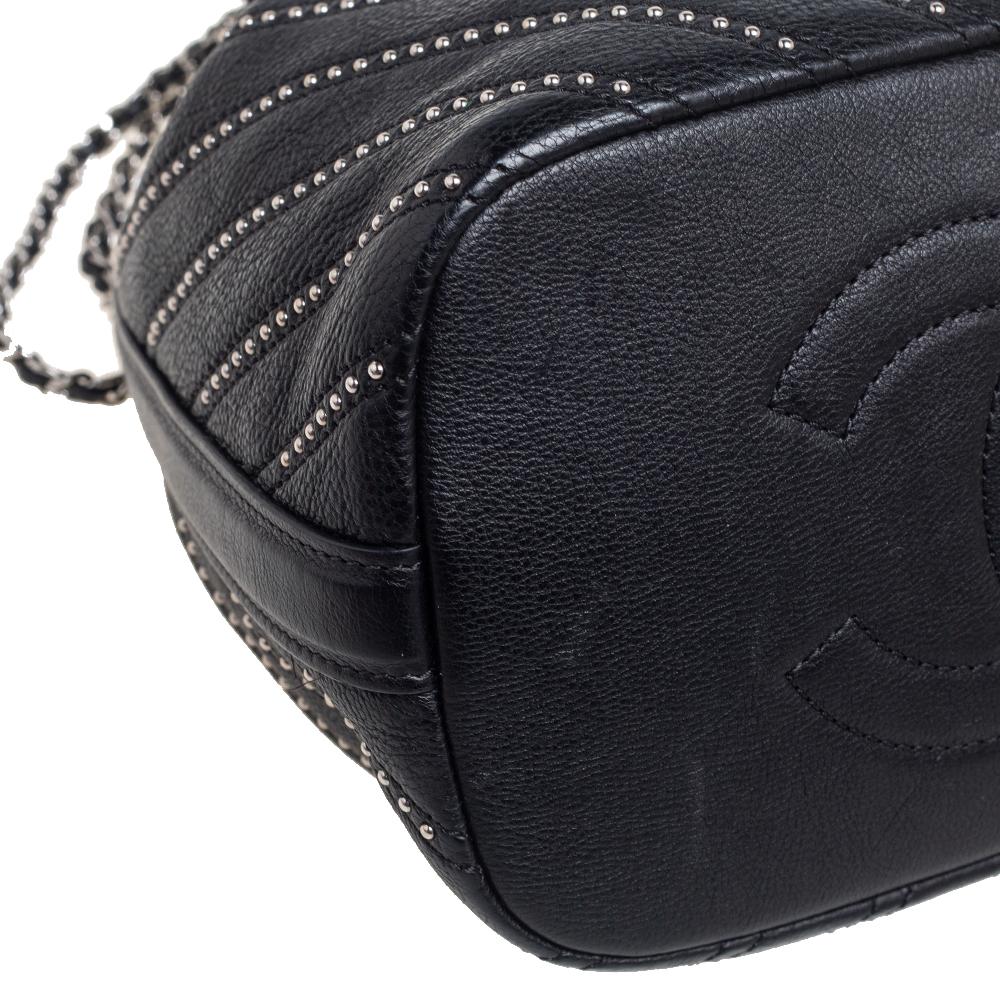 Chanel Black Leather Stud Wars Small Drawstring Shoulder Bag 6