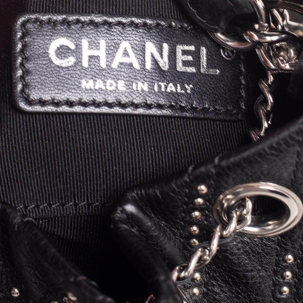Chanel Black Leather Stud Wars Small Drawstring Shoulder Bag 4