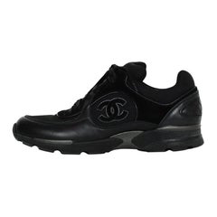 Chanel Black Leather/Suede Sneakers with CC Logo sz 40