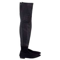 Chanel Black Leather & Suede Thigh Boots 38