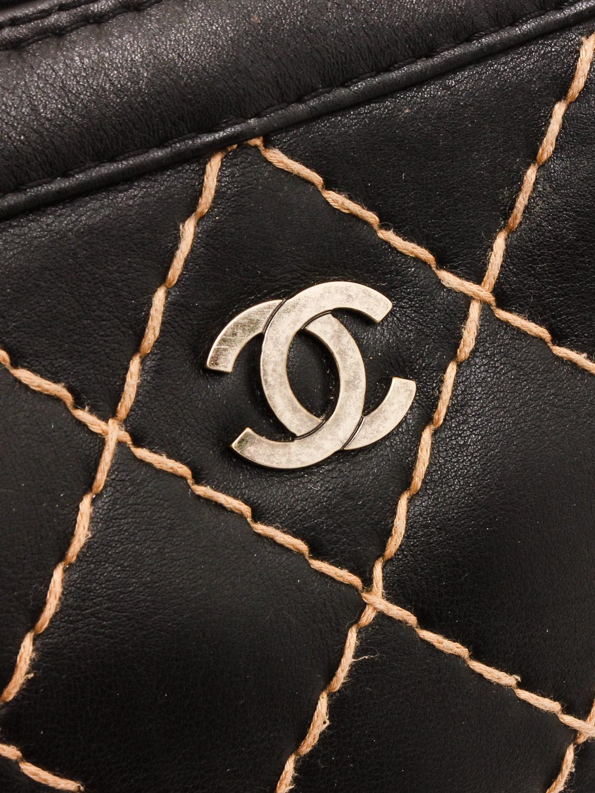 Women's Chanel Black Leather Surpique Bowler Bag