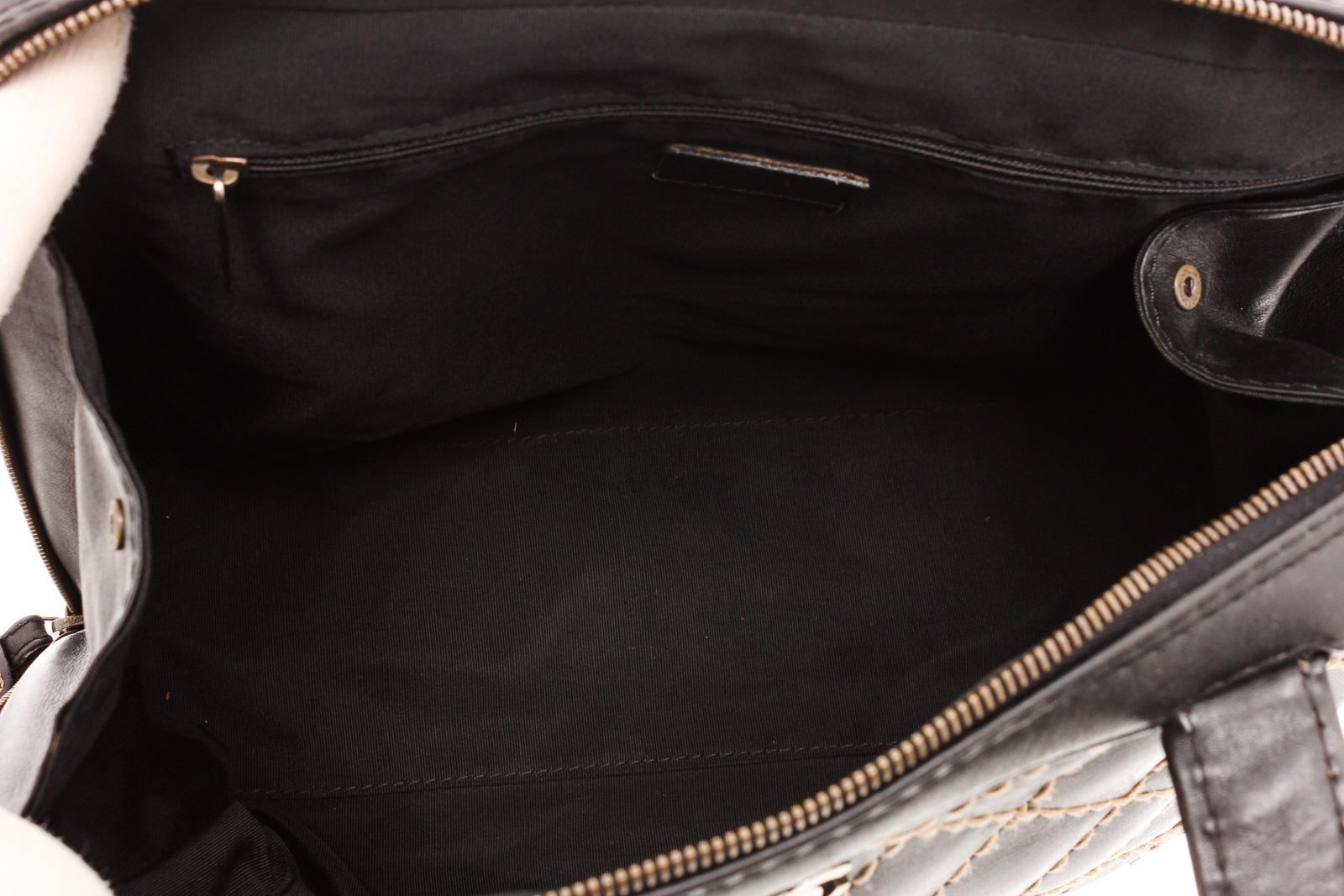 Chanel Black Leather Surpique Bowler Bag 1
