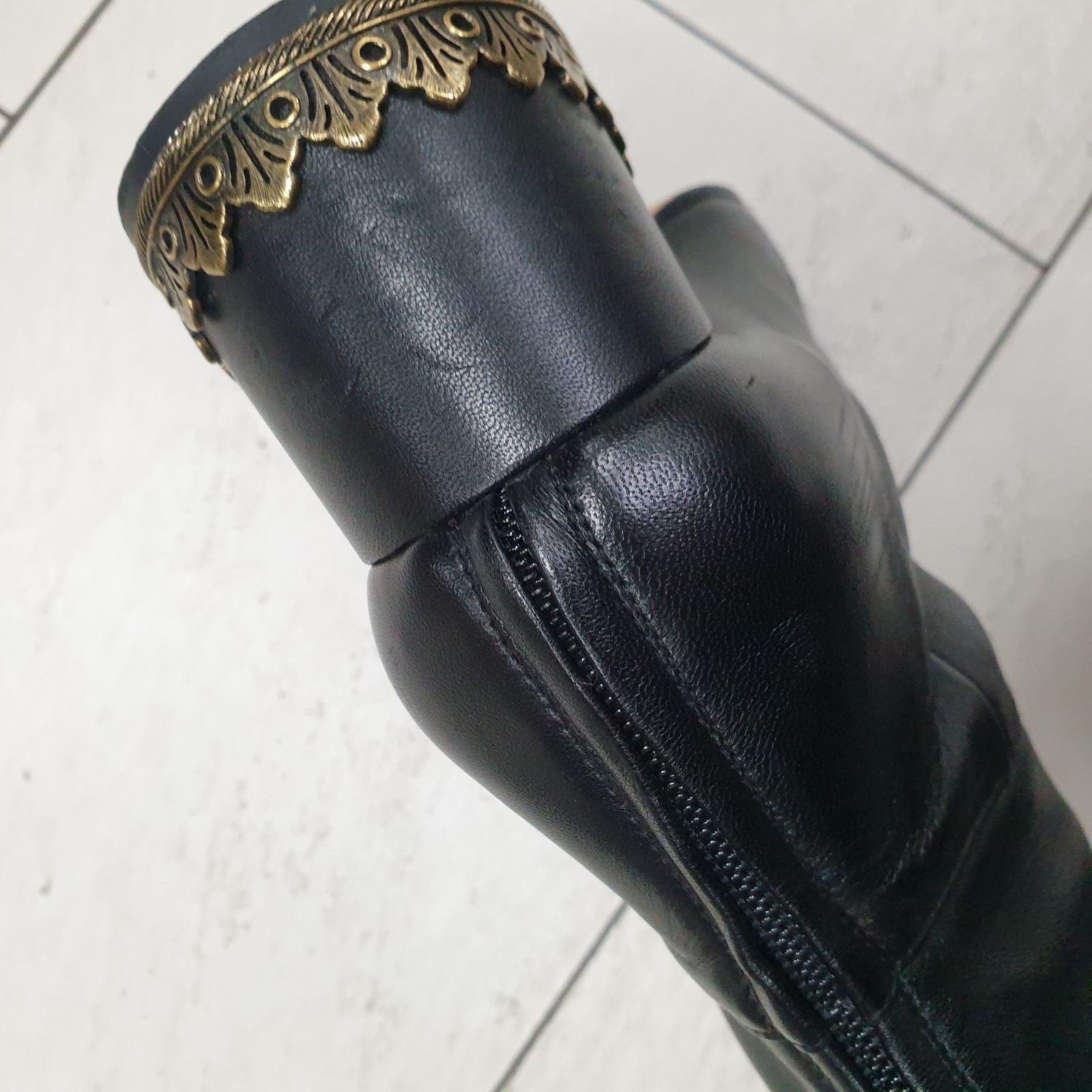 Chanel Black Leather Thigh High Over The Knee Boots For Sale 5