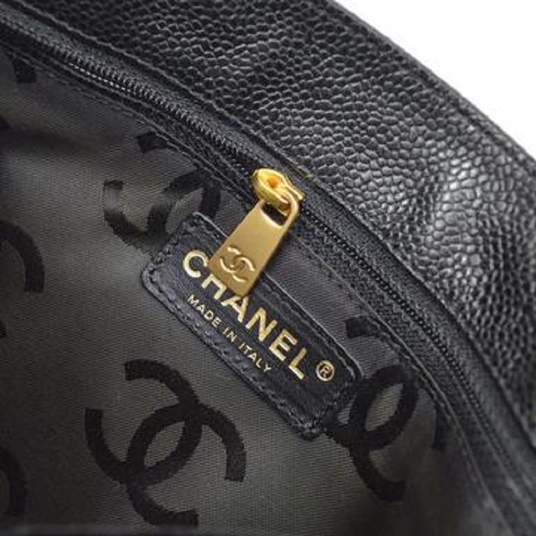 Chanel Black Leather Top Handle Satchel Shoulder Travel Shopper Tote Bag 1