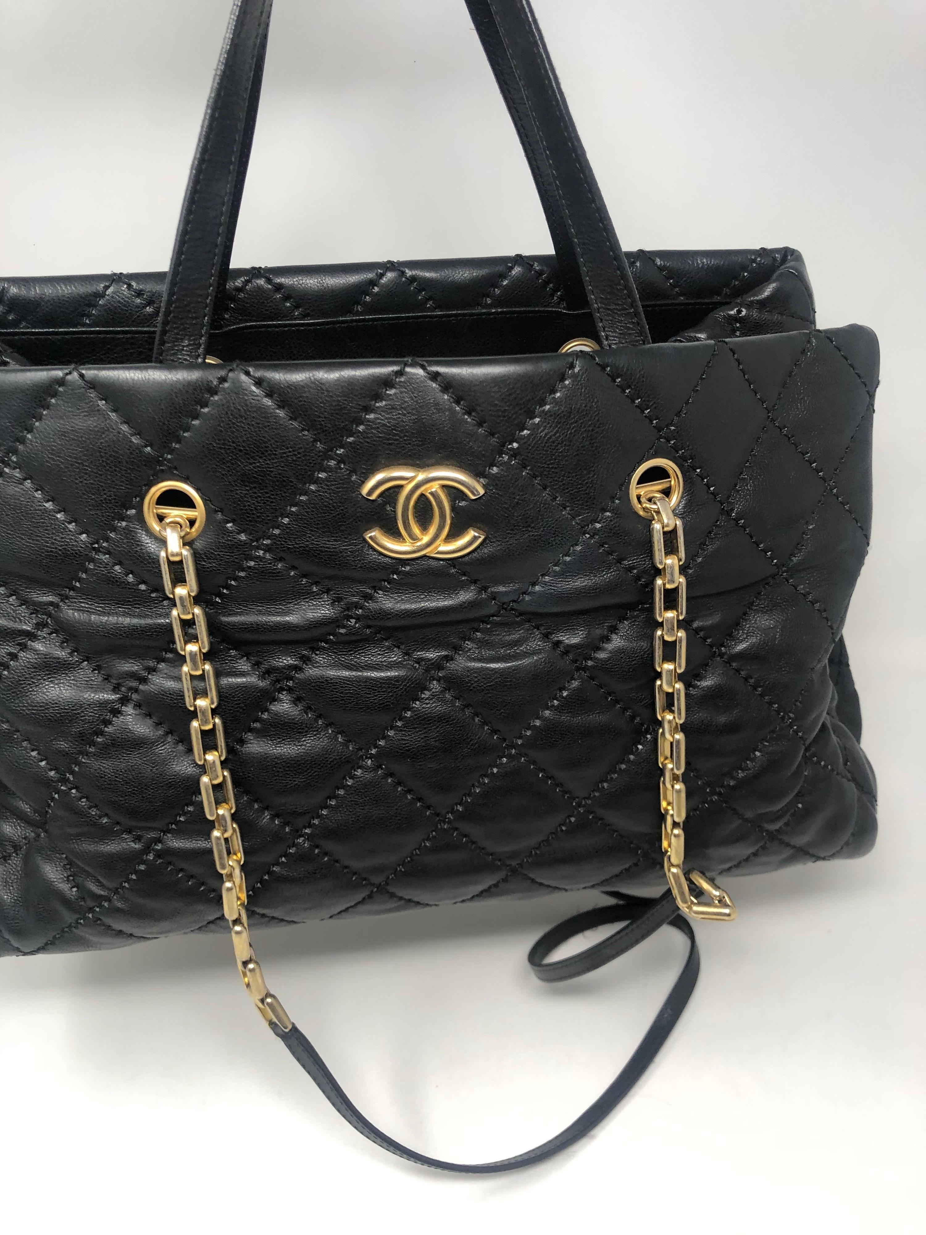 Chanel Black Leather Tote  In Good Condition In Athens, GA