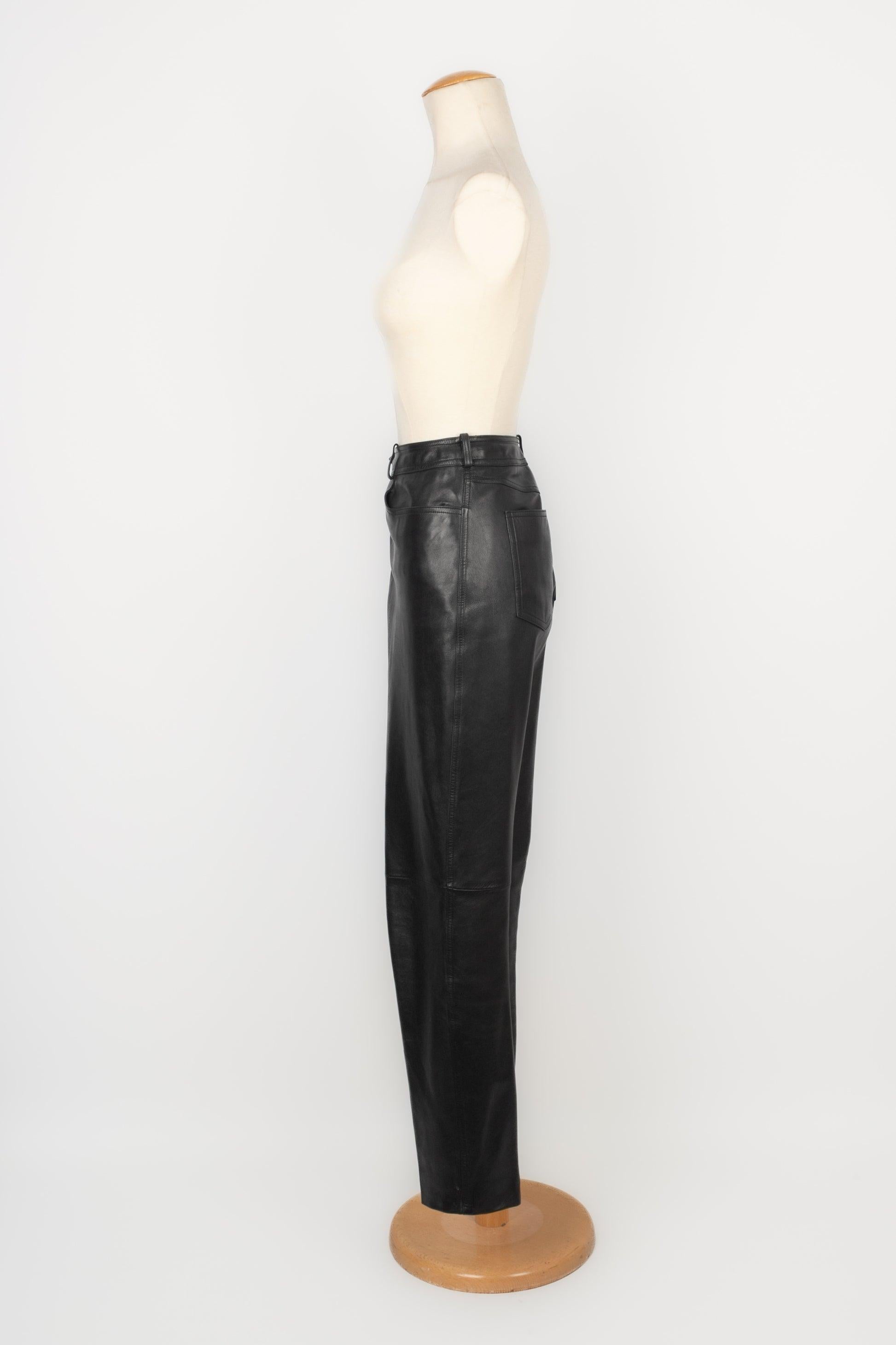 Women's Chanel Black Leather Trousers For Sale