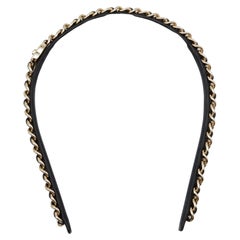 Chanel Black Leather Turnlock Chain Link Headband