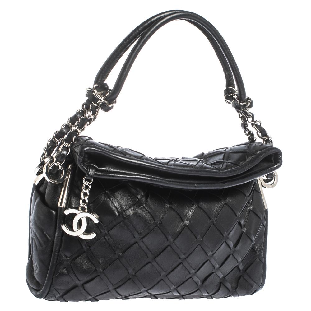 Chanel Black Leather Ultimate Soft Sombrero Bag In Good Condition In Dubai, Al Qouz 2