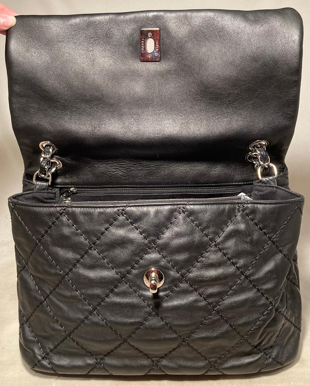 Women's Chanel Black Leather Ultimate Stitch Classic Flap Shoulder Bag