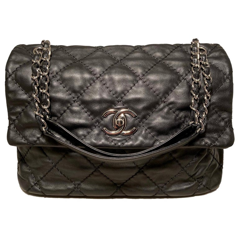 Chanel Black Leather Ultimate Stitch Classic Flap Shoulder Bag at 1stDibs