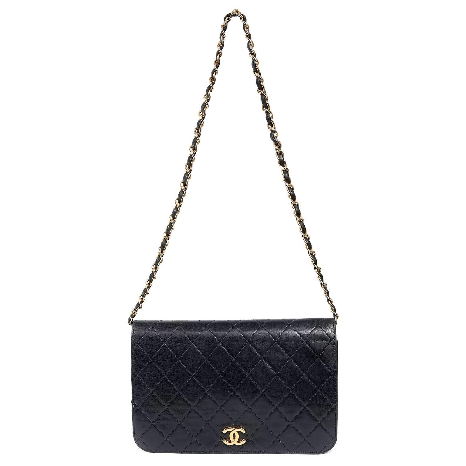 Chanel Black Leather Vintage Clutch with Strap 8