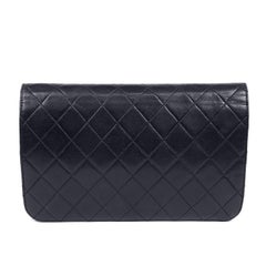 Chanel Black Leather Vintage Clutch with Strap