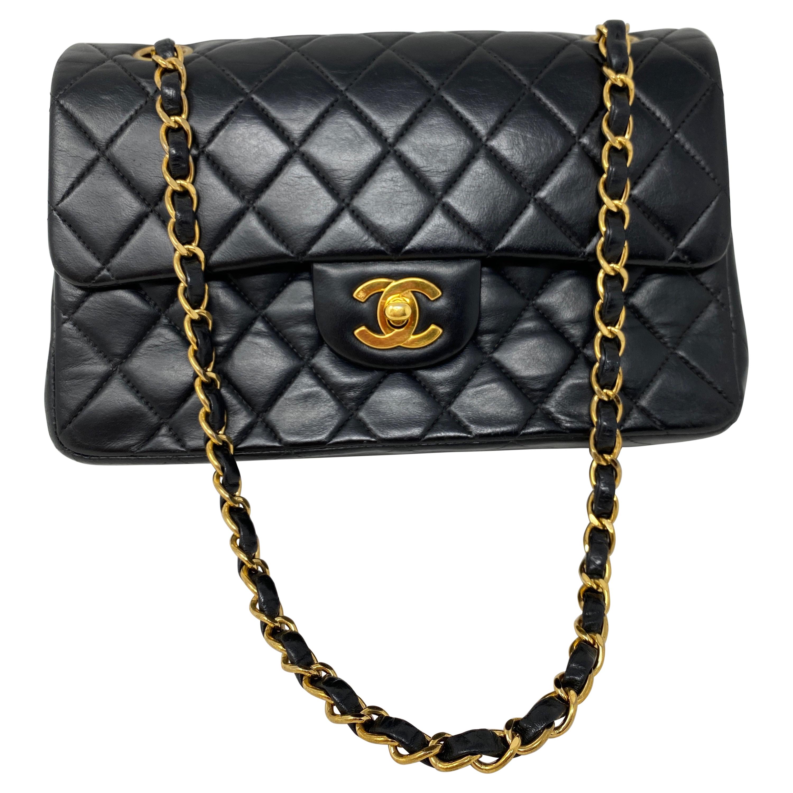 Chanel Black Leather Vintage Flap Bag 