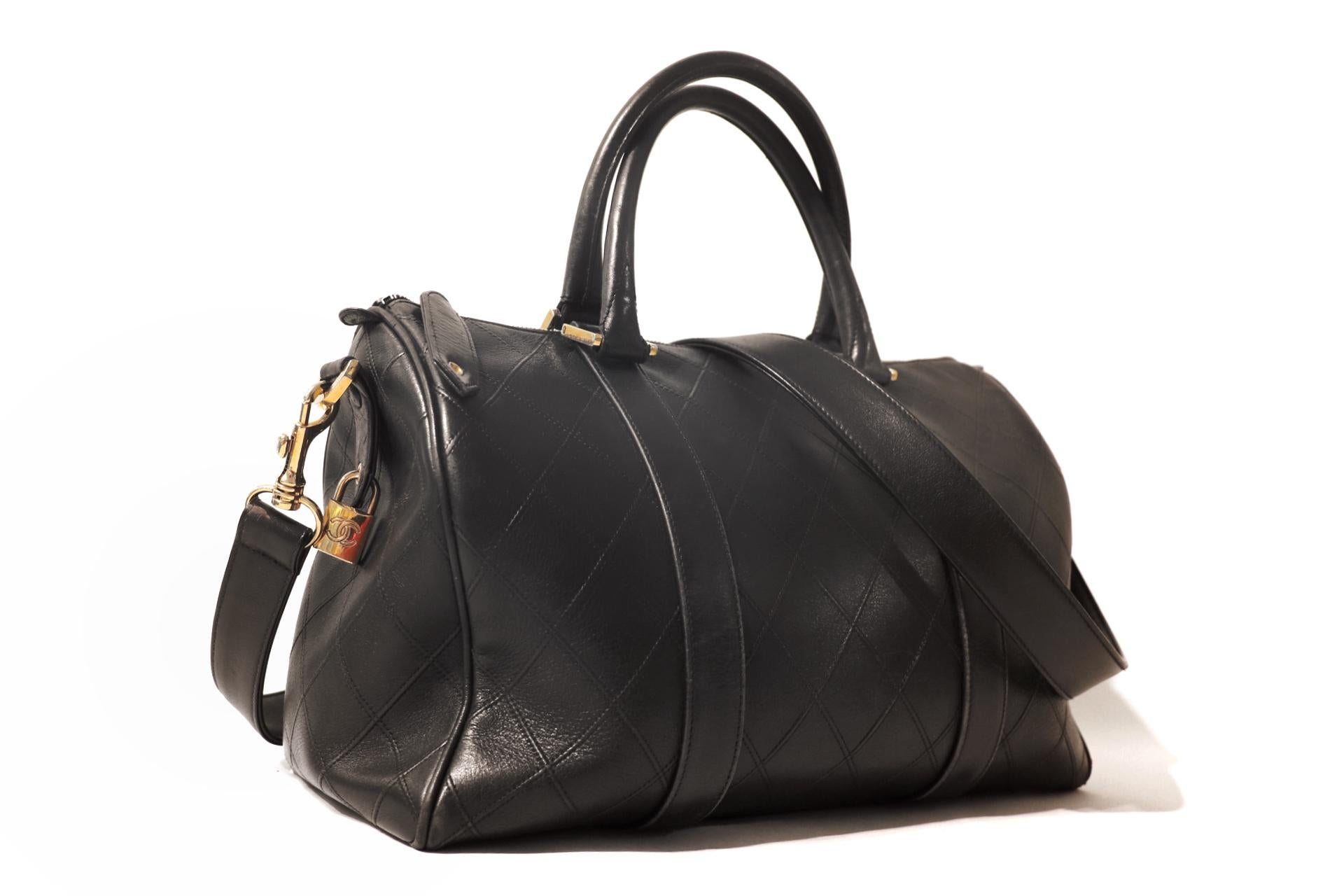 Chanel Black Leather Vintage Speedy Bag For Sale at 1stDibs | chanel ...