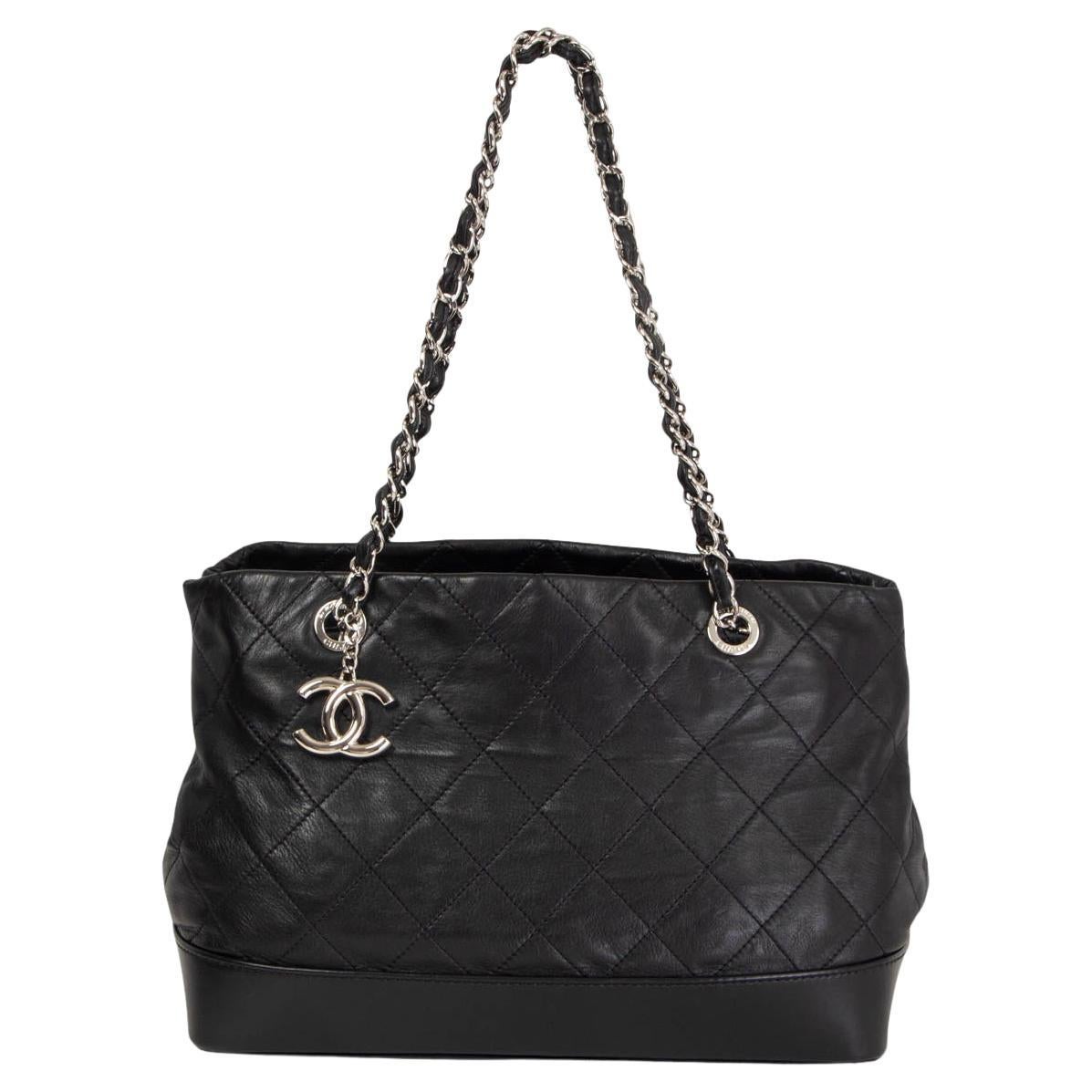 CHANEL black leather VIP MEDIUM SHOPPING Bag Iridescent Calfskin