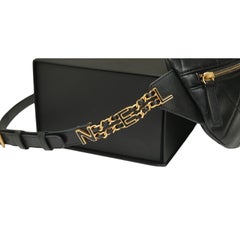 CHANEL Schwarzes Leder WAIST BAG Gestepptes Lammfell Gürtelkette Glieder Gold HW 24S 2024