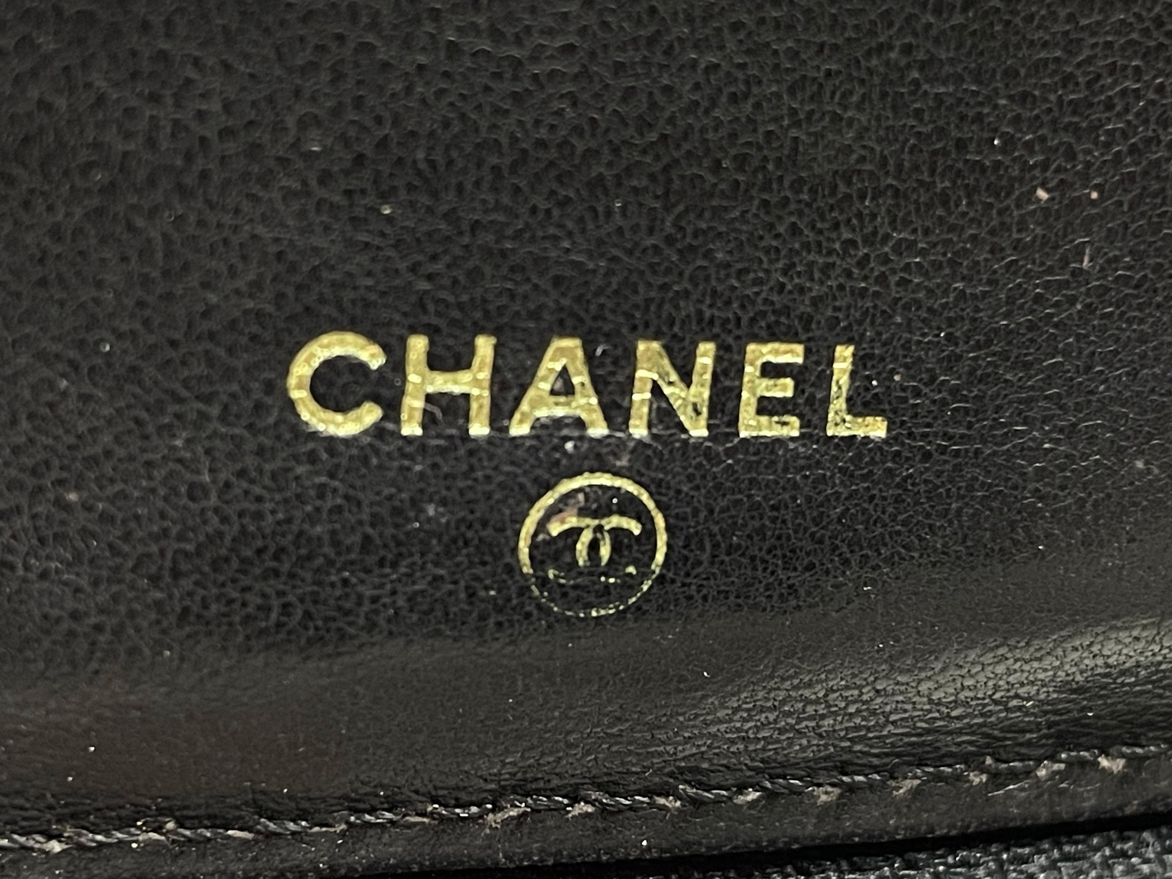 CHANEL Black Leather Wallet with Stitched Logo 6