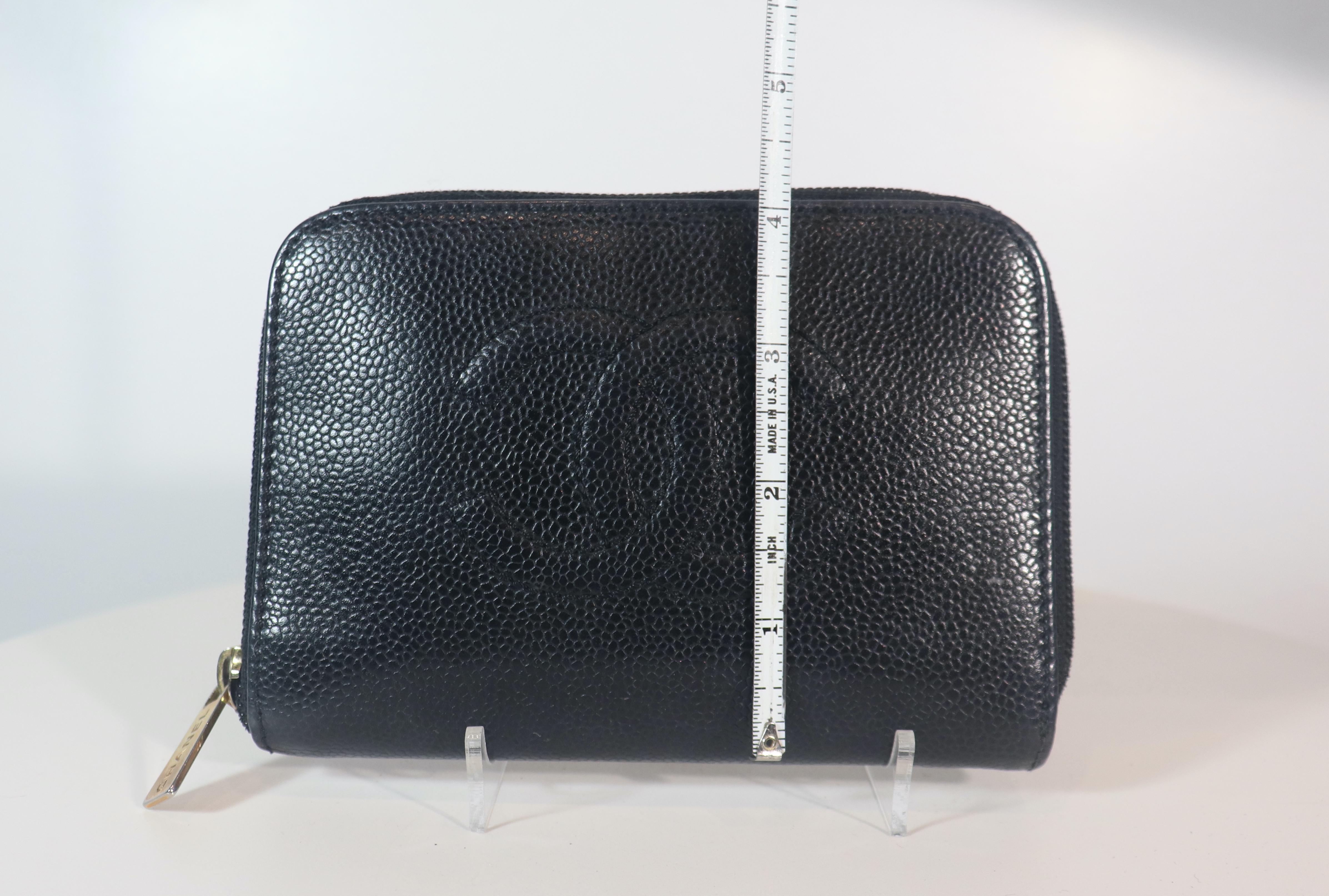 Women's or Men's CHANEL Black Leather Wallet with Stitched Logo