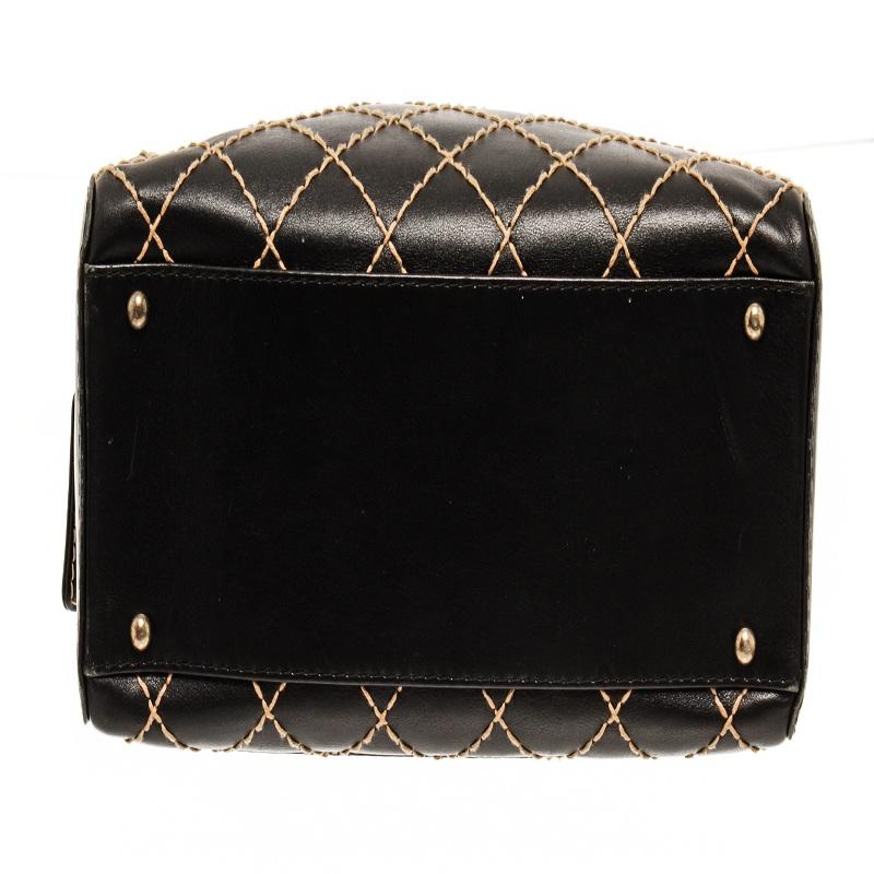 Women's Chanel Black Leather Wild Stitch Tote Handbag