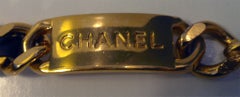 Chanel Black Leather Woven into Gold Chain "Coin" Belt , Circa 1990's