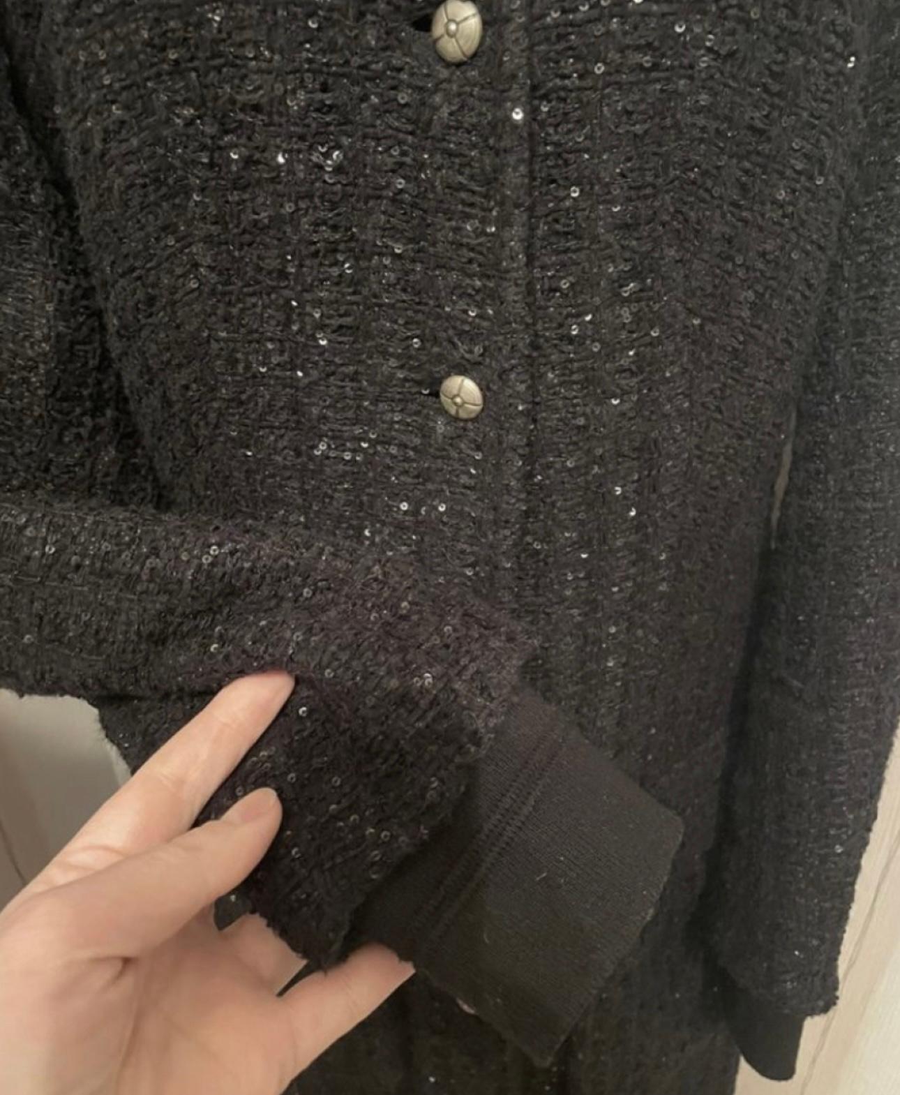 Chanel Black Lesage Tweed Coat In Excellent Condition In Dubai, AE