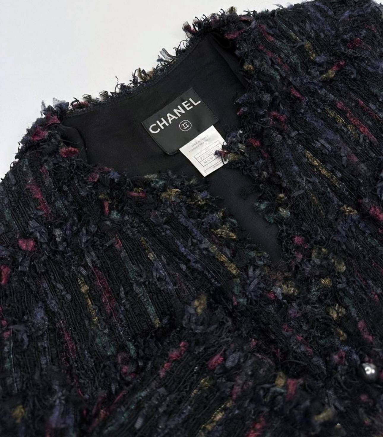 Chanel Black Lesage Tweed Coat / Jacket 40 FR For Sale 1