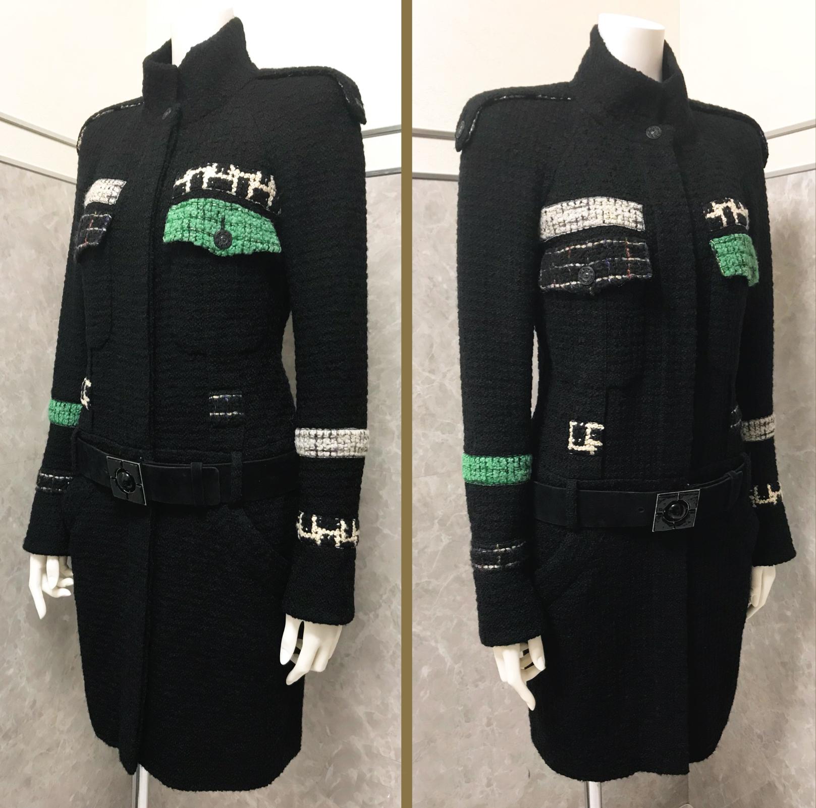 Chanel Black Lesage Tweed Coat with Jewel Gripoix Belt 4
