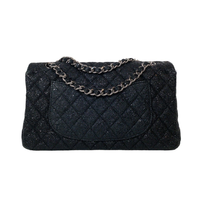 Chanel Black Limited Edition Medium Classic Flap Silver Hardware For Sale  at 1stDibs