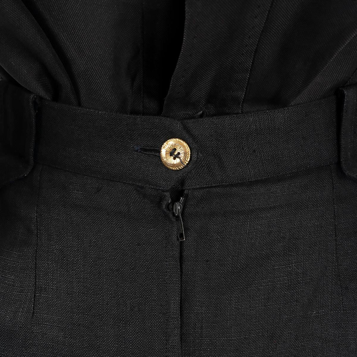 CHANEL black linen KNEE LENGTH STRAIGHT Skirt 38 S VINTAGE For Sale 3