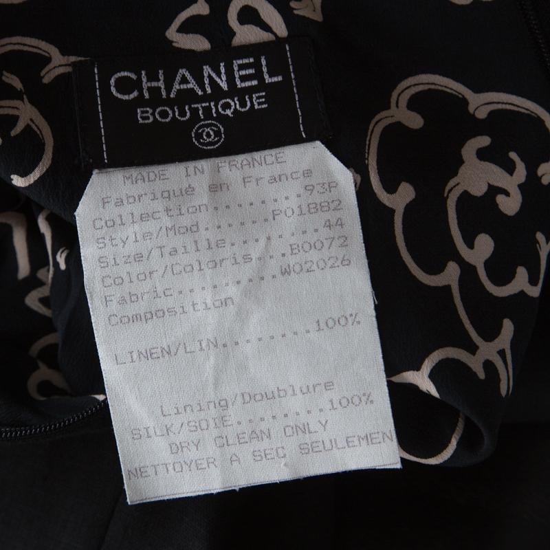 Chanel Black Linen Sheath Skirt L 1