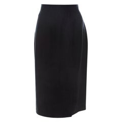 Chanel Black Linen Sheath Skirt L