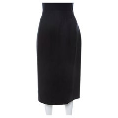 Chanel Black Linen Sheath Skirt L