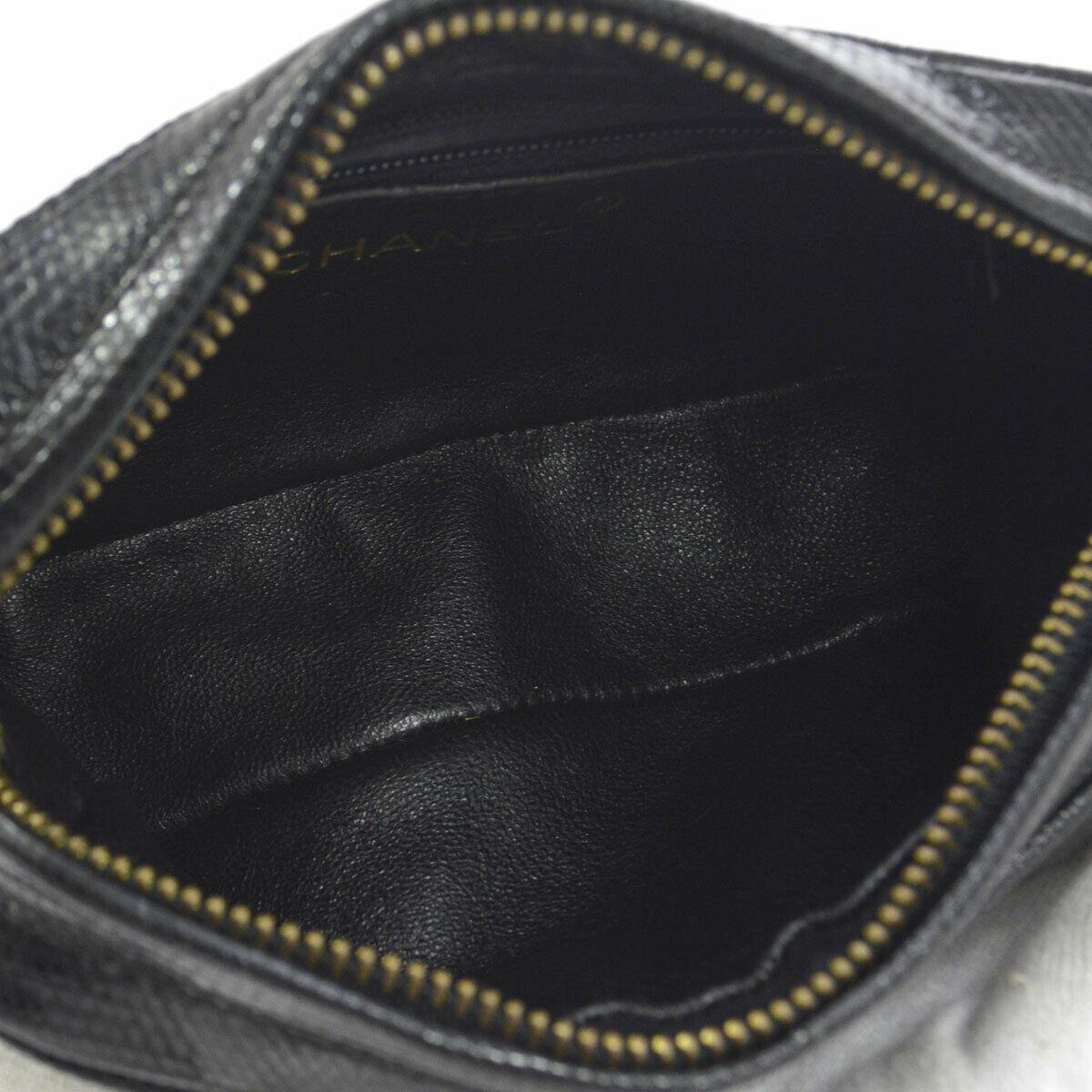 Chanel Black Lizard Exotic Leather Gold Tassel Small Evening Clutch Bag 2