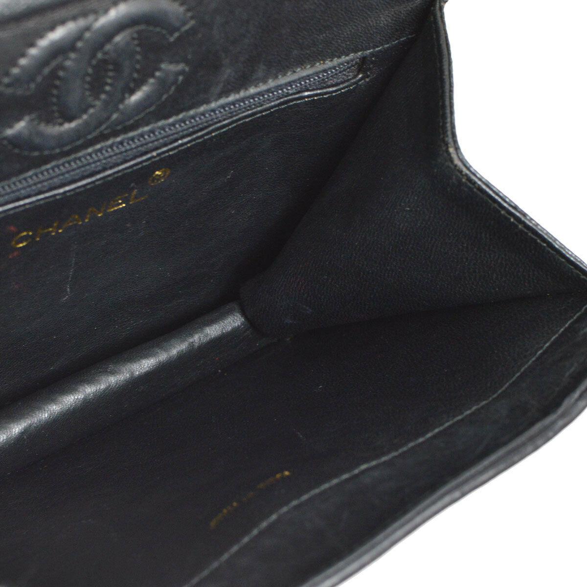 Chanel Black Lizard Exotic Skin Leather Small Evening Clutch Shoulder Flap Bag 1