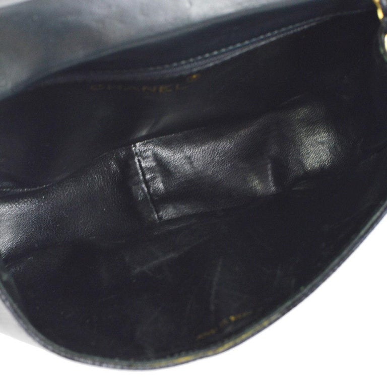 Chanel Black Lizard Half Moon Leather Evening Clutch Shoulder Flap Bag ...