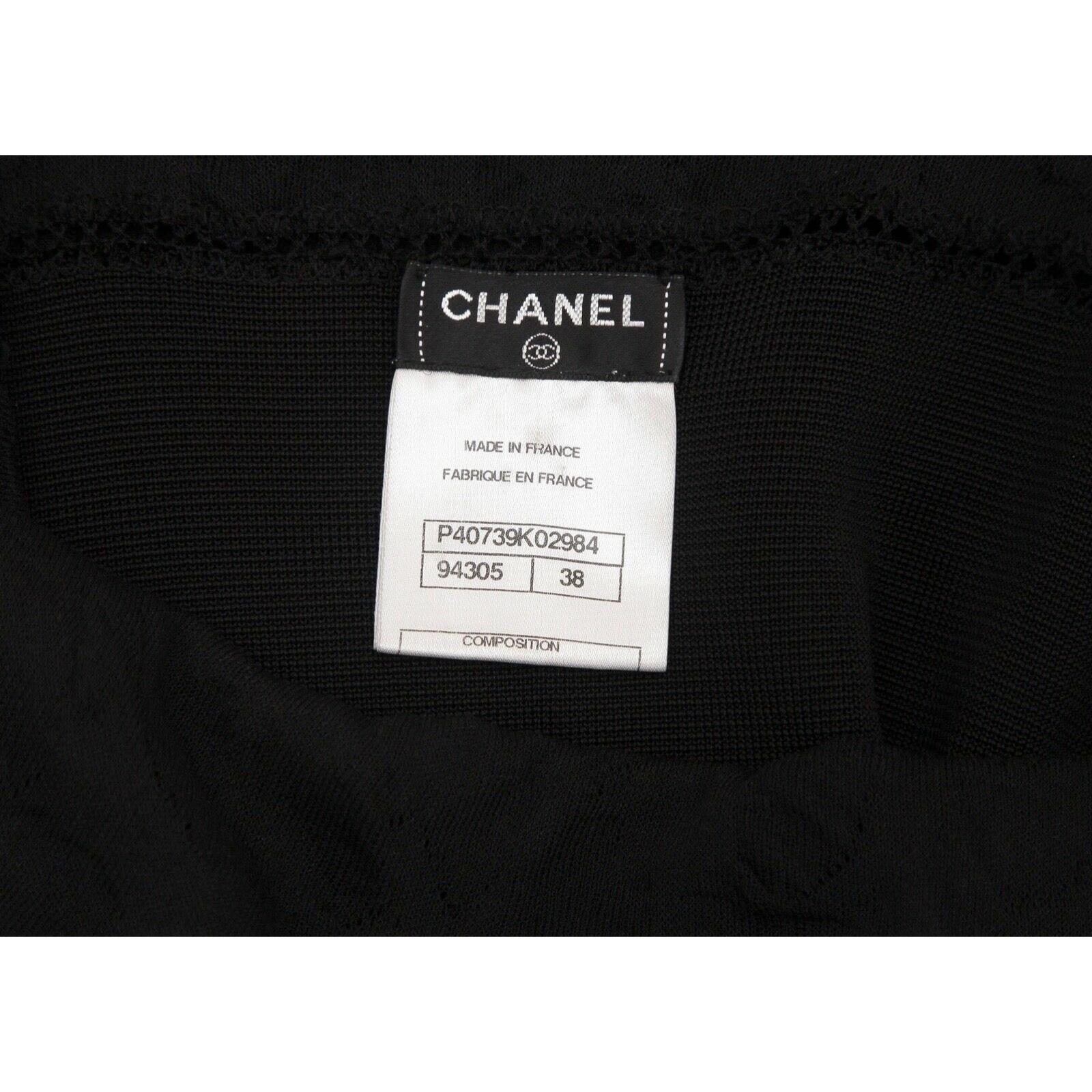 CHANEL Black Long Knit Dress Maxi Floral Sz 38 Spring 2011 11P 3