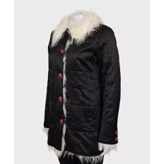 Chanel Schwarze langflorige Seidenjacke - FR 38 / M