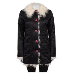 Chanel Schwarze langflorige Seidenjacke - FR 38 / M