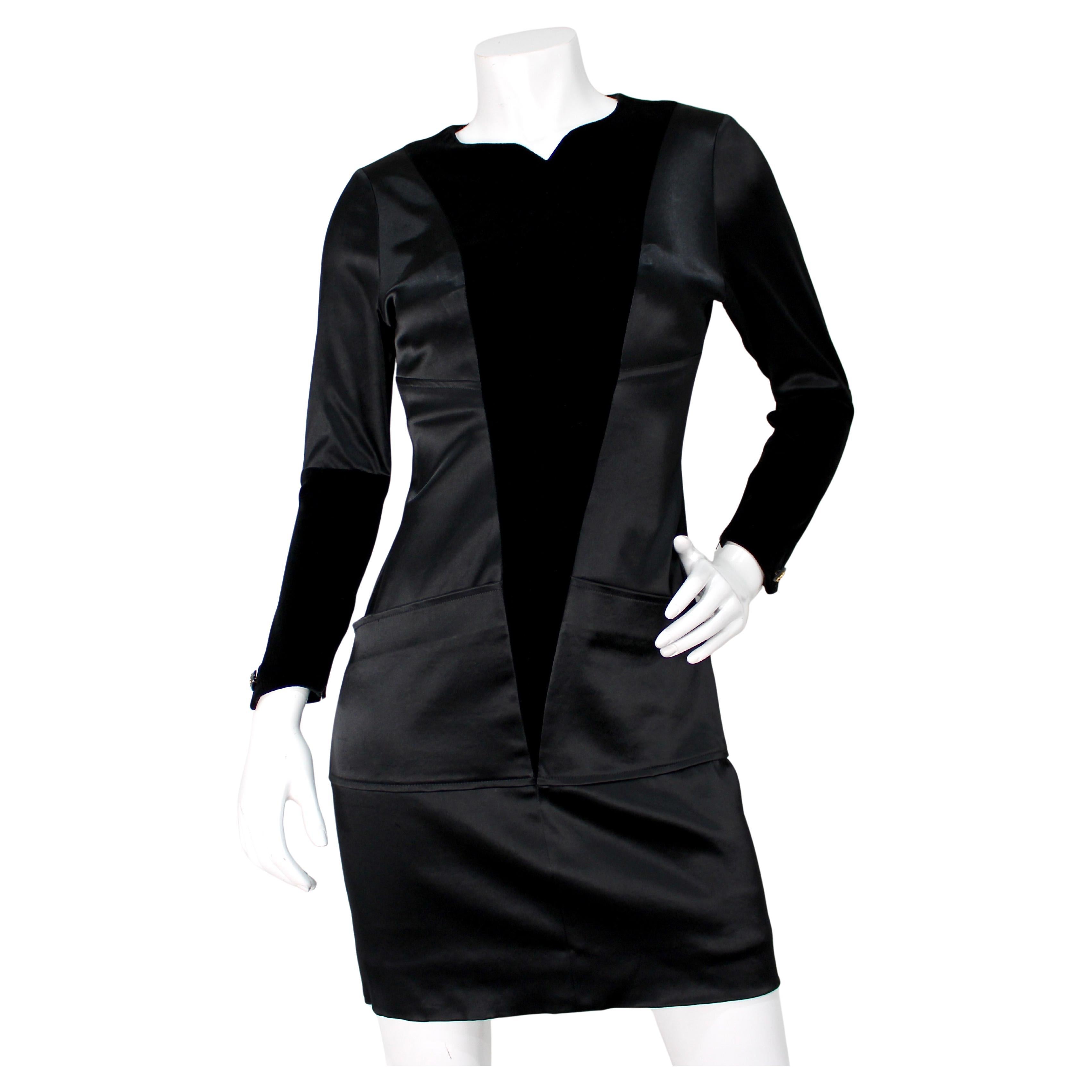 Chanel Black Long Sleeve Mini Dress circa 1992 For Sale