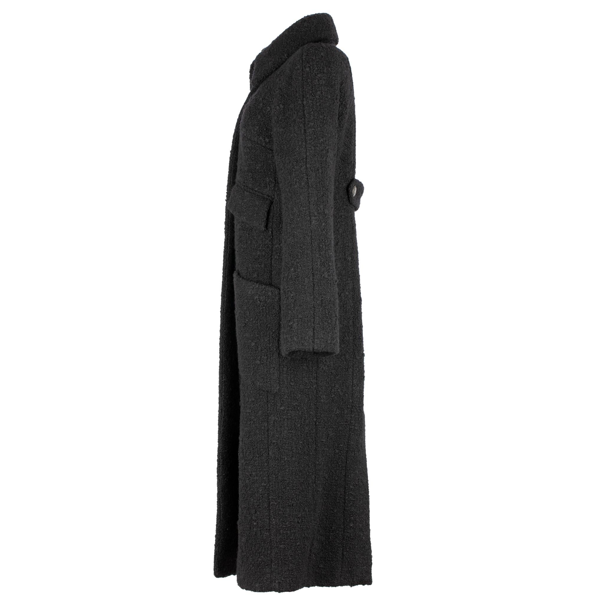 Women's Chanel Black Long Tweed Coat 36 FR