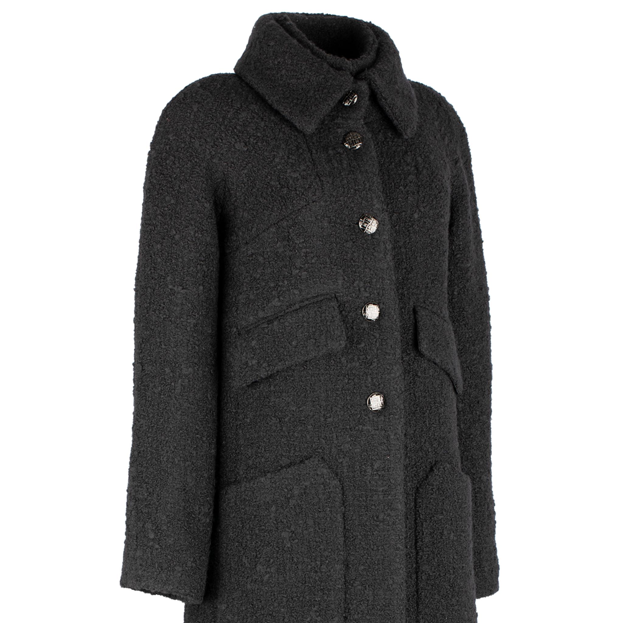Chanel Black Long Tweed Coat 36 FR 4