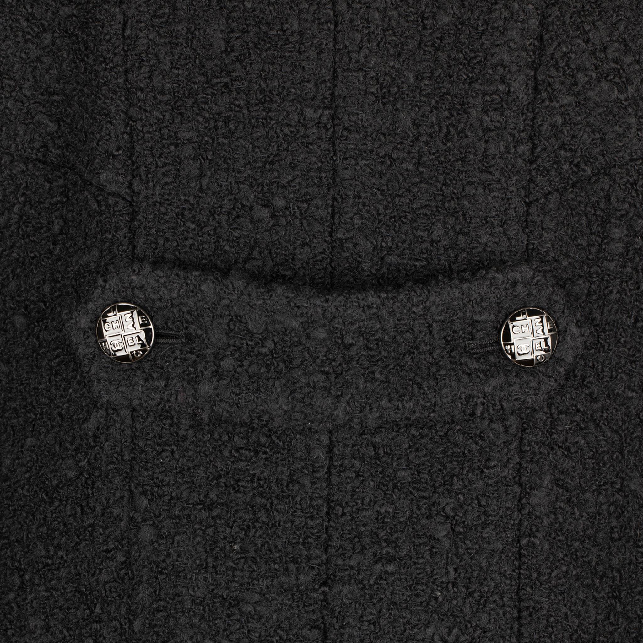 Chanel Black Long Tweed Coat 36 FR 5