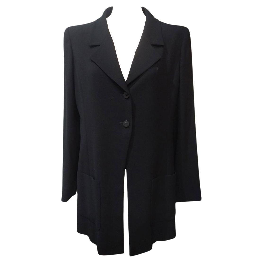 Chanel Black Long Wool Jacket 42/46