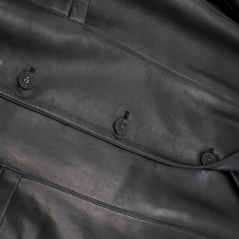 Chanel Black Longline Lambskin Leather Jacket W/ Embellished Buttons SIZE L 2