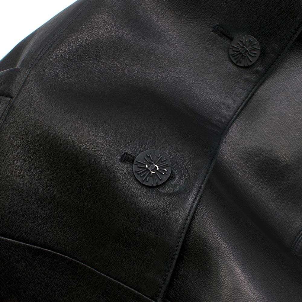 Chanel Black Longline Lambskin Leather Jacket W/ Embellished Buttons SIZE L 3